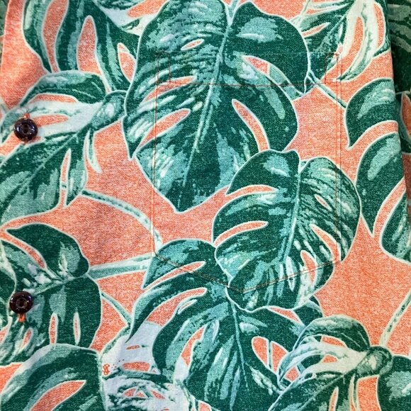 Hilo Hattie Men Monstera Aloha Hawaiian Floral Shirt Size XL Orange Green SP EXC - Picture 5 of 10